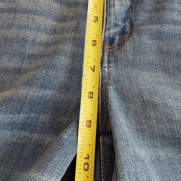 Democracy Ab"solution Mid-Rise Blue Double Layer Fray Hem Cropped Jeans Size 4P - Picture 9 of 10